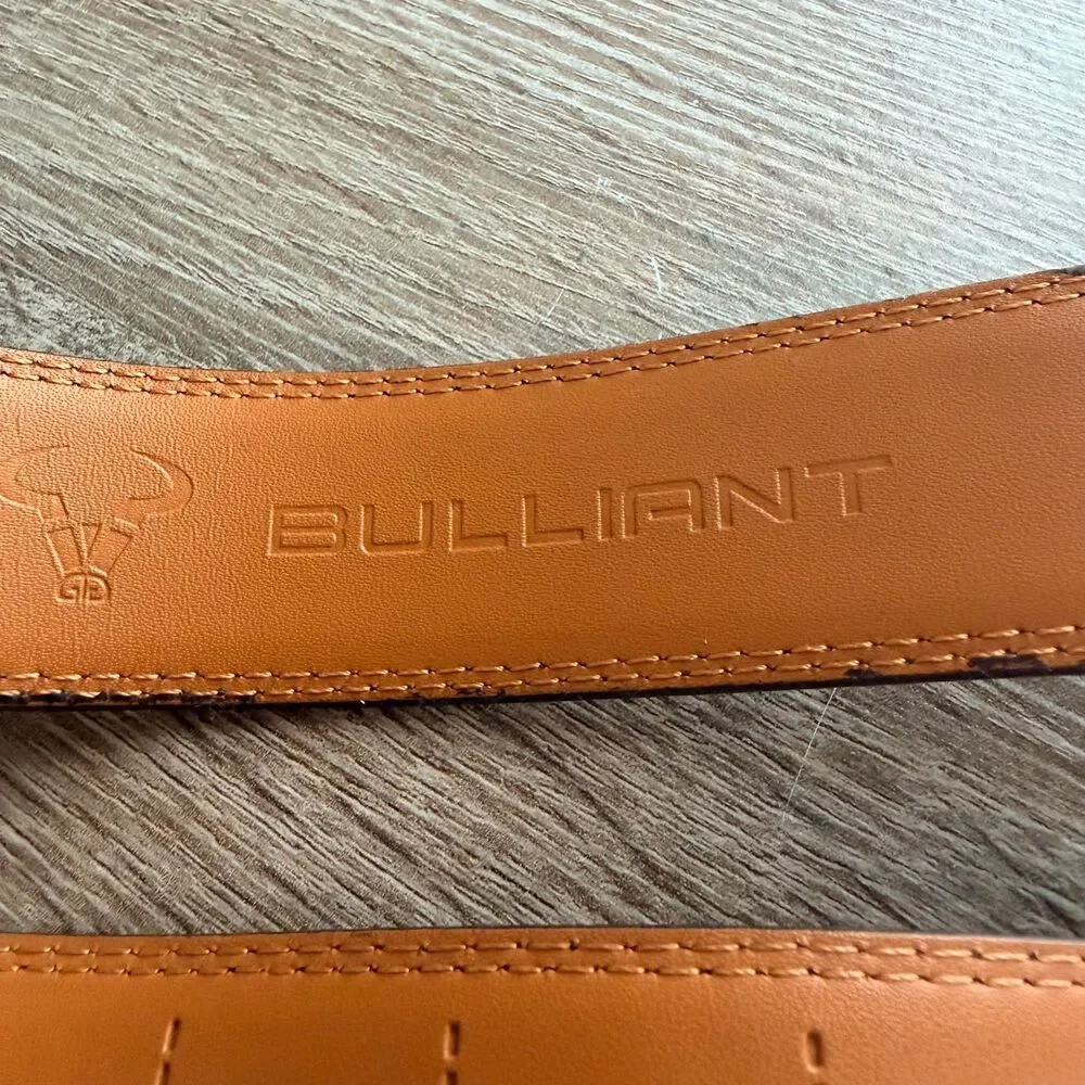 BULLIANT Men’s Brown Ratchet Belt - Carbon Fiber Texture Leather - Size 44/130
